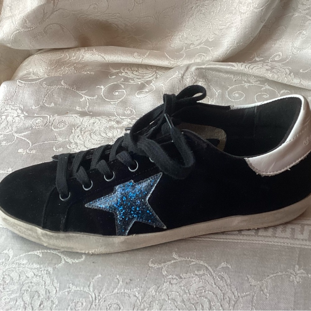 Golden Goose Superstar Deluxe Brand Black Velvet  Sneakers Size 37 7 GGDB Italy